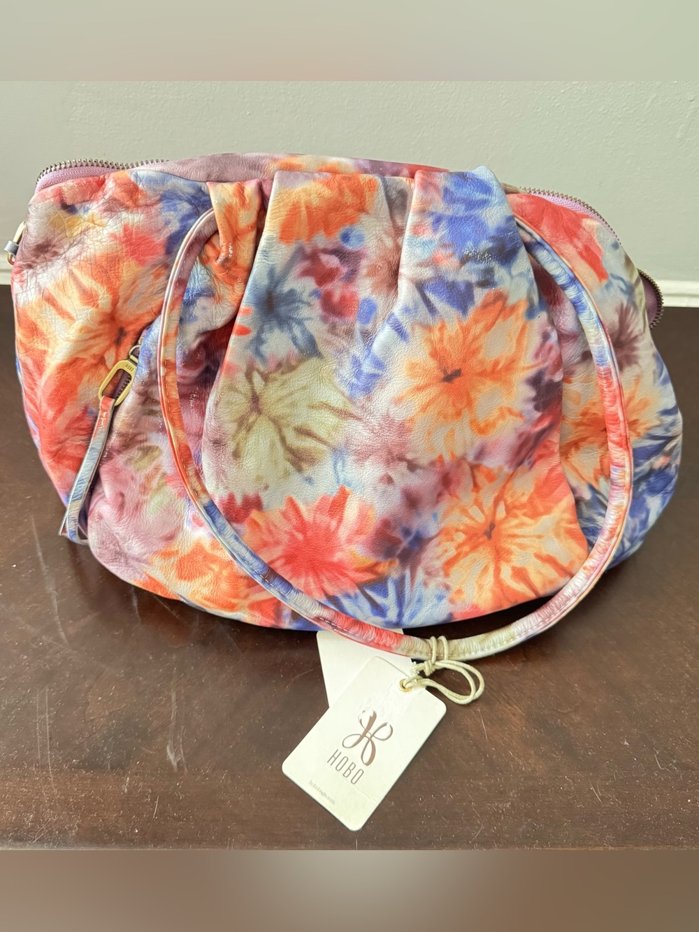 HOBO International Floral Leather Shoulder Bag NWT Slouchy Multi Color Purse
